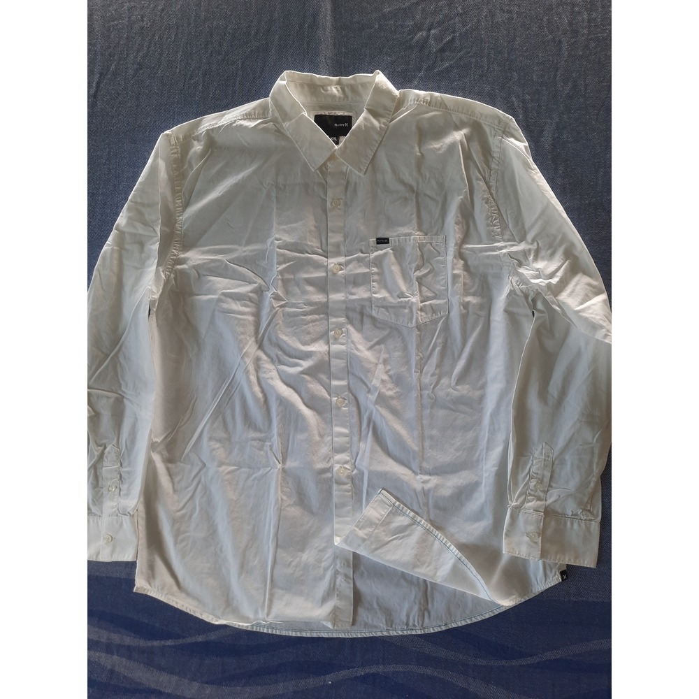Hurley Mens XXL White Long Sleeve Button Down Cotton Shirt MVSL6110AO